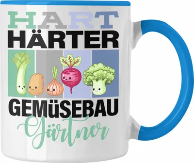 Produktbild von Trendation - Lustige Tasse für Gemüsebaugärtner Geschenkidee Spruch "Hart Härter Gemüsebaugärtner" (Blau)