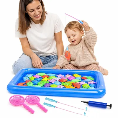Produktbild von Angelspielzeug Kinder 40-teilig, Bade- und Wasserspielzeug mit Magnet, Lernspielzeug für Motorik & Hand-Augen-Koordination, Indoor & Outdoor