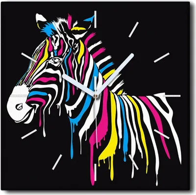 Produktbild von Coloray Uhr auf Leinwand 30x30 cm Wand Uhr Dekoration Wohnzimmer Segeltuch weiße Zeiger -Zebra-Gürtel.