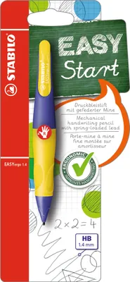 Produktbild von Ergonomischer Druck-Bleistift für Rechtshänder - STABILO EASYergo 1.4 in violett/neongelb - Einzelstift - inklusive 3 dünner Minen - Härtegrad HB