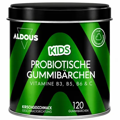 Produktbild von Probiotika Kinder Gummies - 120 Gummies mit Natürlichem Kirschgeschmack - Darmflora, Blähungen und Völlegefühl - Bifidobacterium, Lactobacillus