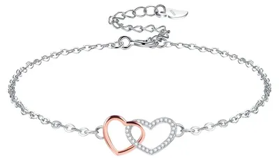 Produktbild von VANSZA Damen Liebe Herz Armband 925 Sterling Silber Freundschaft Zirkonia Armbän