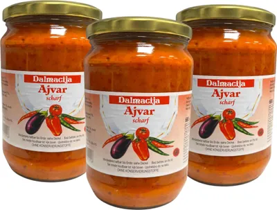 Produktbild von Dalmacija Ajvar scharf, 3x 680g Glas, Paprikapaste, Paprikazubereitung