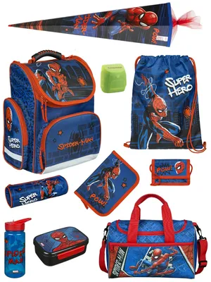 Produktbild von SPIDER-MAN Schulranzen 1. Klasse 10-teiliges Set mit Sporttasche und Schultüte / Zuckertüte