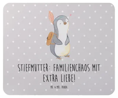 Produktbild von Mr. & Mrs. Panda Mauspad Stiefmutter Liebe - Grau Pastell - Geschenk, Jubiläen, mousematte, Patchworkfamilie, Dankeschön, Mousepad, gummi, Beziehung, laptop, Stiefkind
