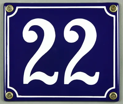 Produktbild von Hausnummernschild Emaille 22 blau - weiß 12x14 cm Schild Emaile Hausnummer Haus Num