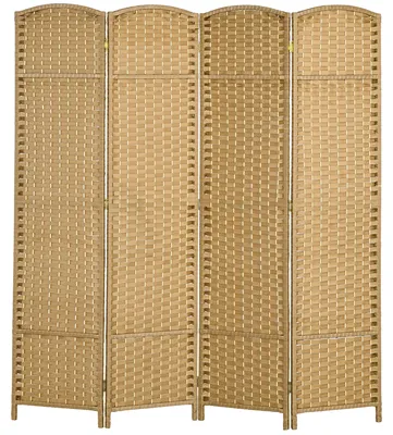 Obrázek produktu pro HOMCOM Paraván, 4dílný, 160 x 170 cm, přepážka z přírodního borového dřeva