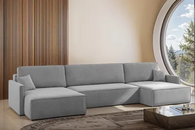 Produktbild von Wohnlandschaft mit Schlaffunktion Sofa LOUIS Stoff Salvador Grau