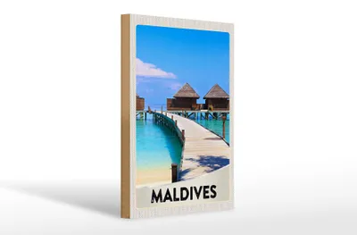 Produktbild von Holzschild Reise 20x30cm Malediven Insel Urlaub Meer