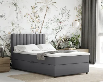 Produktbild von Boxspringbett 120x200 EVEREST, mit Topper, mit Bettkästen,  Einzelbett, Grau, Panda Möbel