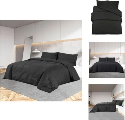 Zdjęcie produktu dla vidaXL Komplet pościeli czarny 155x220 cm bawełna - Poszwa na kołdrę