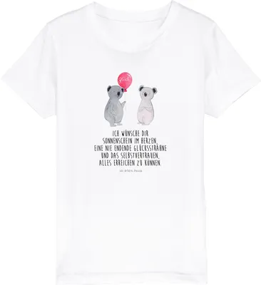 Produktbild von Mr. & Mrs. Panda Kleinkinder T-Shirt Koala Luftballon 3-4 Jahre (98/104) - Weiß - Geschenk, Bio Kinder, Kindershirt, Kleinkind, Party, Mädchen, Geburtstag, Teenager