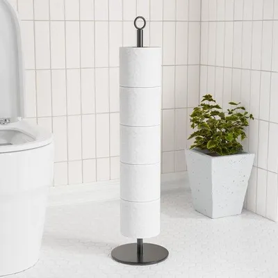 Productafbeelding van Toiletartikelen tas met extra opbergruimte, roestvrij staal, bad- en toiletaccessoire voor 5-6 rollen
