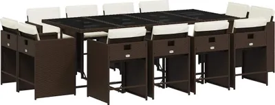 Obrázok produktu pre vidaXL 13-dielny záhradný jedálenský set s vankúšmi hnedý polyratan