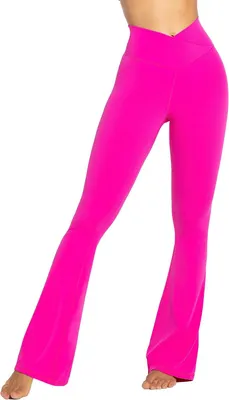 Produktbild von Yogahose für Damen mit ausgestelltem Bein, hoher Taille und gekreuzten Bund