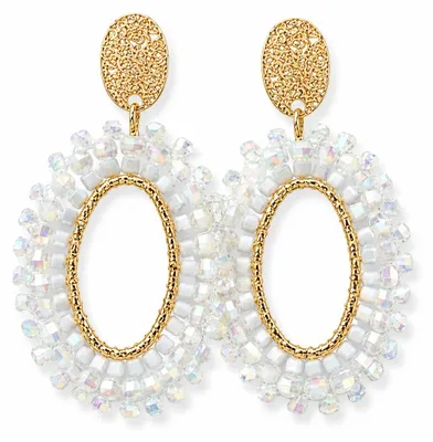 Produktbild von Biba Ohrhänger Oval mit Steinbesatz in verschiedene Farben Statement – Soft White