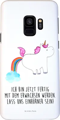 Produktbild von Mr. & Mrs. Panda Samsung Galaxy S9 Handyhülle Einhorn Pupsen - Weiß - Geschenk, Freundin, Pups, Handy Schutzhülle, Regenbogen, Cover, Unicorn, Case, Hülle, Spaß