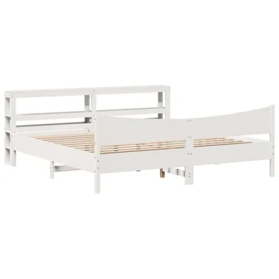 Zdjęcie produktu dla Rama Łóżka Z Zagłówkiem, Biała, 180X200 Cm, Sosnowa Lumarko!