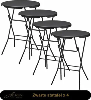 Produktbild von 4x Stehtisch Schwarz – Ø80 cm