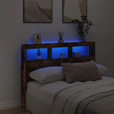 Obrázok produktu pre vidaXL LED čelo postele s poličkami údený dub 140x17x102 cm