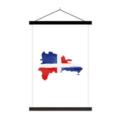 Produktbild von MuchoWow® Textilposter Dominikanische Republik - Karte - Flagge 120x180 cm mit schwarzem Rahmen - Fotos