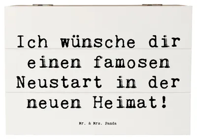 Produktbild von Mr. & Mrs. Panda Box Spruch Neustart Umzug 22 x 15 cm - Weiß - Geschenk, aufbewahrungskiste mit deckel, Liebe und Hoffnung, Vertrauem, Lebenshilfe, Zuversicht, Kiste