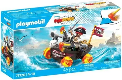 Image de PLAYMOBIL Kart Bateau de Pirate 71720, Funstars, 45 Pièces, Dès 4 Ans