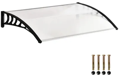Obrázok produktu pre Strecha nad vchodovými dverami – strecha z polykarbonátu – 90 x 150 cm – montáž na stenu – ochrana vchodu pred poveternostnými vplyvmi – biela