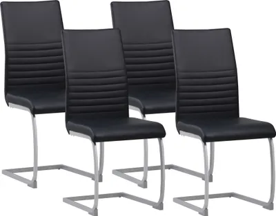 Produktbild von Albatros Freischwinger Stühle 4er Set MURANO, Schwarz - Esszimmerstuhl Schwingstuhl, modernes Design, Kunstleder-Bezug, dicke Polsterung-Küchenstuhl, Polsterstuhl, Stuhl Esszimmer Esstisch