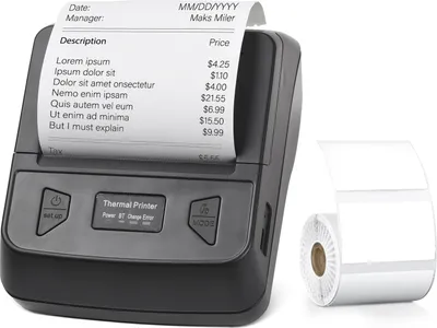 Obrázek produktu pro Bisofice přenosná tiskárna 80mm účtenek, bezdrátová BT termotiskárna účtenek, mobilní tiskárna faktur, kompatibilní se systémem Android/iOS/Windows, příkaz k tisku ESC/POS pro malé podniky, restaurace, maloobchody s 1 rolí štítků