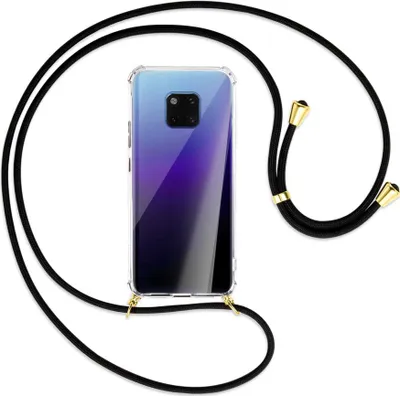 Produktbild von Handykette Backcover-Schutzhülle mit Band (Metall goldfarben) für Huawei Mate 20 Pro - schwarz