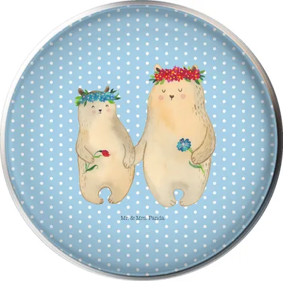 Produktbild von Mr. & Mrs. Panda Waschbecken-Stopfen Bären mit Blumenkranz - Blau Pastell - Geschenk, Kinder, Familie, Stöpsel, Schwester, Waschbecken, Ablaufgarnitur, waschbeckenstöpsel