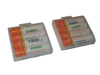 Produktbild von vhbw 8x AAA Micro Akku kompatibel mit Midland G5 XT, M99 schnurlos Festnetz Telefon (1000 mAh, 1,2 V, NiMH) Orange Weiß