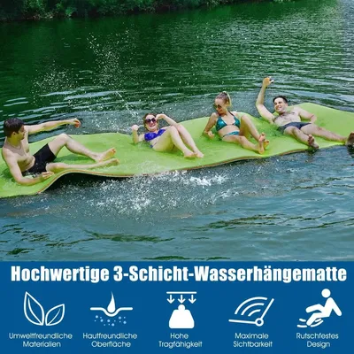 Image de Tapis d'eau flottant en mousse XPE pour plaisir aquatique, 355 x 183 x 3,5 cm, vert