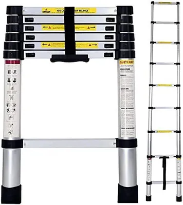 Produktbild von Teleskopierbare Leiter aus Aluminium – 3,2 Meter Höhe – 14 Sprossen – Leicht und tragbar
