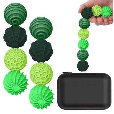 Immagine prodotto di INF Palline Fidget Magnetiche in Silicone 8 pezzi - Tocco Morbido, Sollievo Sensoriale e Massaggio per Punta delle Dita, Portatili Verde