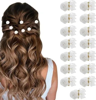 Obrázek produktu pro Elegantní malé květinové sponky do vlasů, béžové, 15 kusů