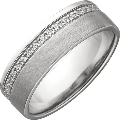 Produktbild von Ring Damenring mit Zirkonia rundum 925 Silber rhodiniert teilmatt 6,4mm breit Innenumfang 52mm Ø16.6mm