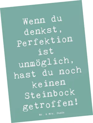 Produktbild von Mr. & Mrs. Panda Postkarte Spruch Steinbock Perfektion - Meeresbrise - Geschenk, Grußkarte, Ansichtskarte, Geschenke Astrologie, Ehrgeiz, Sternzeichen, Horoskop, Humor