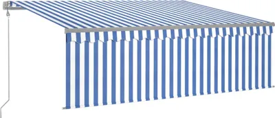 Produktbild von vidaXL Markise Automatisch Einziehbar mit Volant 4x3 m Blau und Weiß