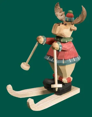 Produktbild von Räuchermann Elch geschnitzt Höhe 15cm NEU