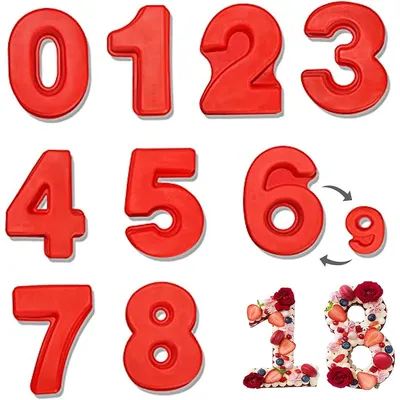 Produktbild von Motivbackformen, Kuchenform Zahlen, 9 Stück 10 Zoll Number Cake Backform, Großes Silikon Zahlenbackform Zahlen kuchenform Zahlen Backform Zahlentorte