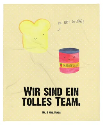 Produktbild von Mr. & Mrs. Panda Plaid Toast Marmelade - Gelb Pastell - Geschenk, Lustige Sprüche, Babydecke, Dreamteam, Brot, Kinderwagendecke, Fleecedecke, Toastbrot, Schlummerdecke