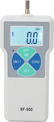 A digital force gauge is shown against a white background.