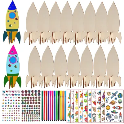 Produktbild von Omgoods – 231-teiliges Holz-Raketen-Bastelset für Kinder – Kreatives Spielzeug