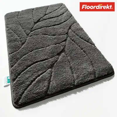 Produktbild von Badematte Maris Flauschiger Badvorleger mit Blattstruktur Dunkelgrau 80 x 150 cm