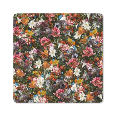 Produktbild von MuchoWow® Mauspad Mousepad Blumen - Schmetterling - Design - Kunst - Abstrakt - Malerei - Alte Meister 20x20 cm - Mousepads - Maus Mat - Pad - Mausunterlage - Desk Mat - Bureauartikeln