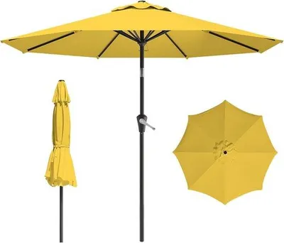 Produktbild von Gartenparasol mit Neigung und Kurbel - 2,7 m Durchmesser, wetterfester Sonnenschutz