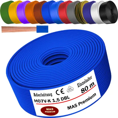 Produktbild von 80m Aderleitung H07 V-K DBL 1x1,5 mm² Dunkelblau Einzelader flexibel