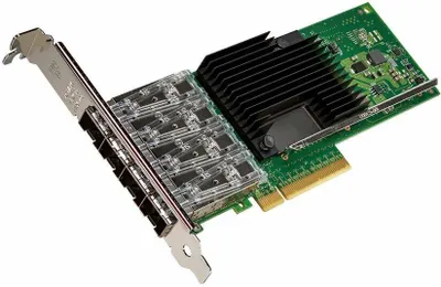 Produktbild von Intel X710-DA4, Eingebaut, Kabelgebunden, PCI Express, Faser, 10000 Mbit/s, Schwarz, Grün, Edelstahl